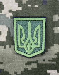 Нашивка герб України хакі на липучці, 4х6 см